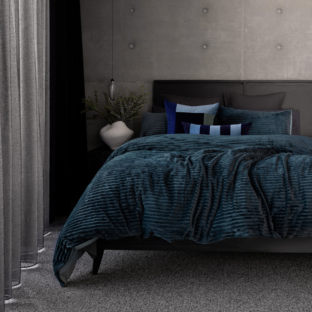 Bambury Channel Petrol Quilt Cover Set | My Linen