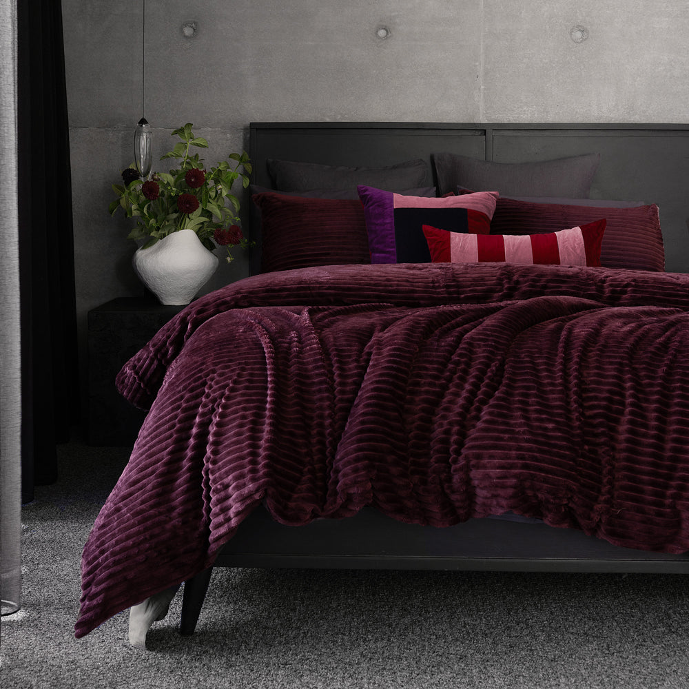 Bambury Channel Plum Quilt Cover Set | My Linen