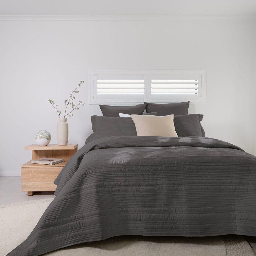 Bambury Flinders Charcoal Coverlet Set | My Linen