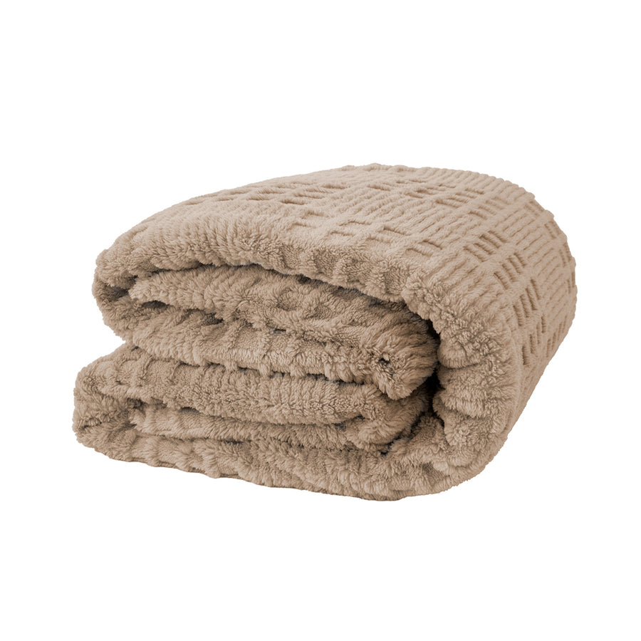 Bambury Lattice Sherpa Latte Blanket | My Linen