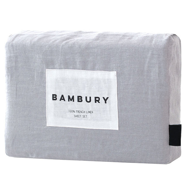 100% Linen Sheet Set Silver | King 50cm Bed