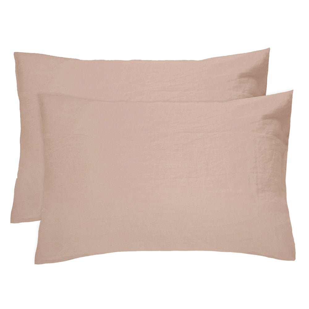100% Linen Tea Rose Standard Pillowcase | 2 Pack