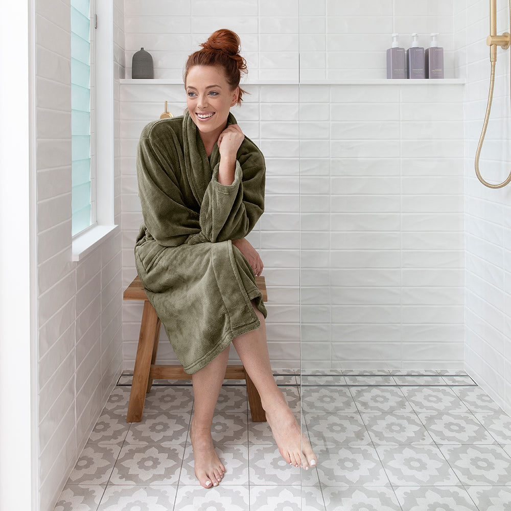 Microplush Bathrobe Olive | Large / X-Large