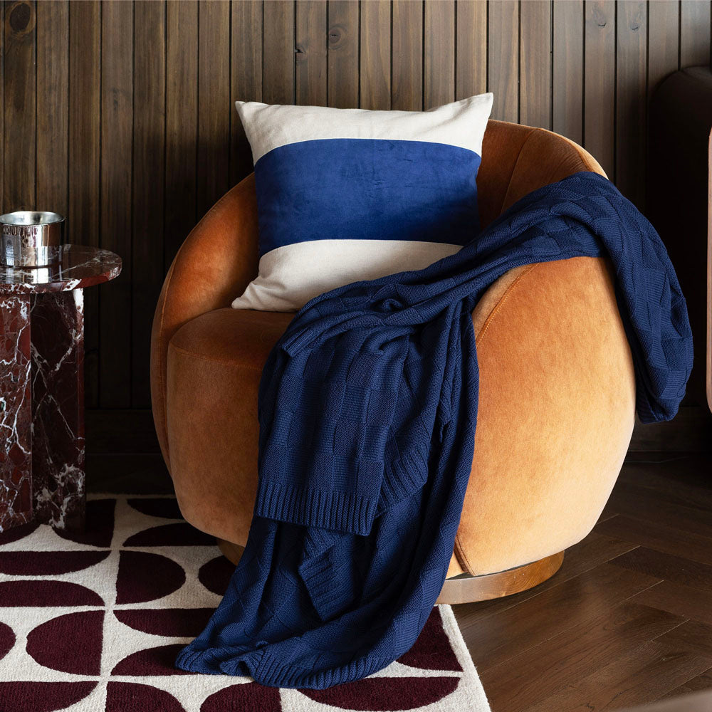 Bambury Solomon Navy Throw Lifestyle | My Linen