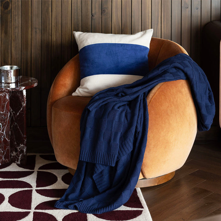 Bambury Solomon Navy Throw Lifestyle | My Linen