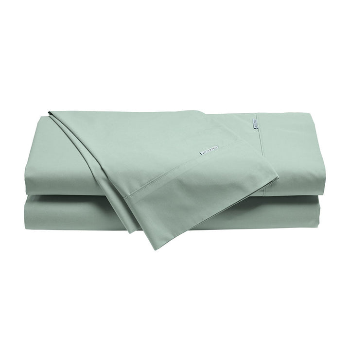 Heston 100% Cotton Percale Sheet Set 300TC Sage | Super King 50cm