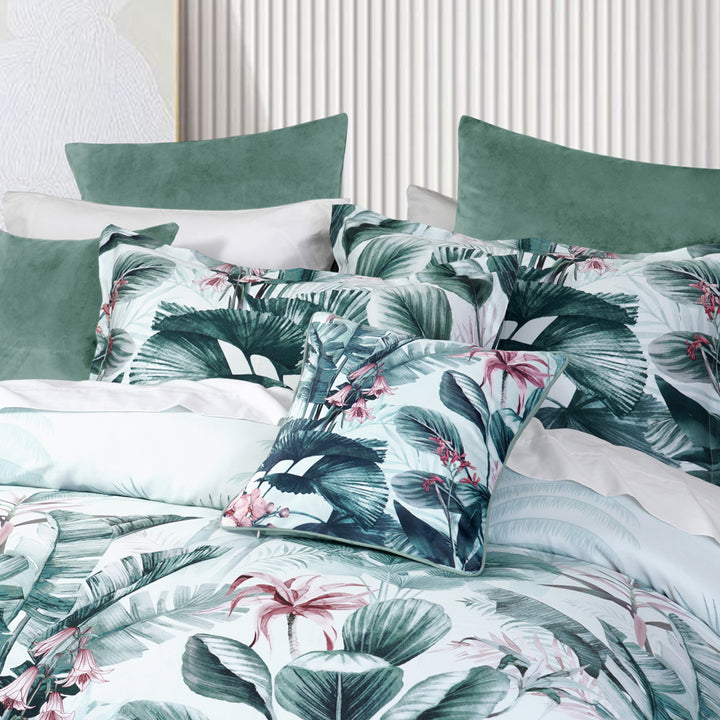 Bianca Abbey Green Quilt Cover Set Closeup | My Linen