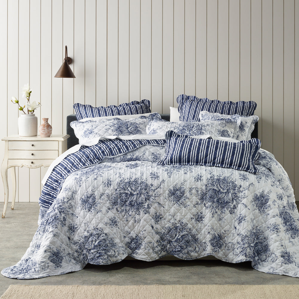 Amorette Blue Bedspread Set | Double Bed