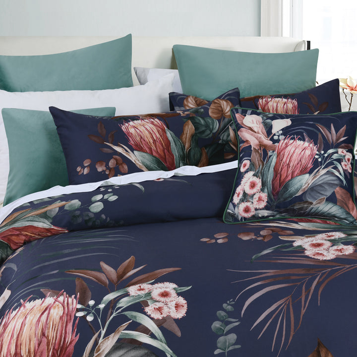 Bianca Balwyn Navy Quilt Cover Set Closeup | My Linen