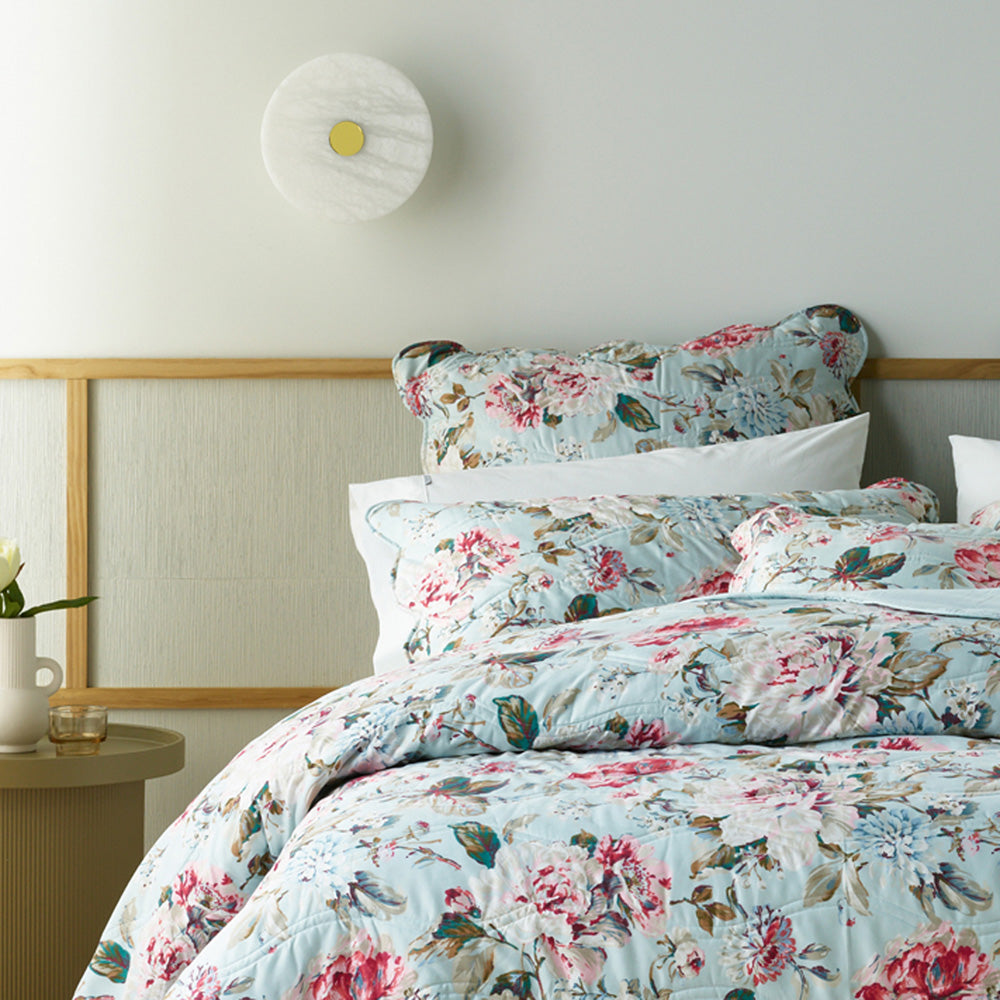 Charlene Blue Bedspread Set | Queen Bed