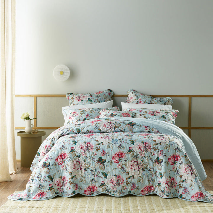 Charlene Blue Bedspread Set | Queen Bed