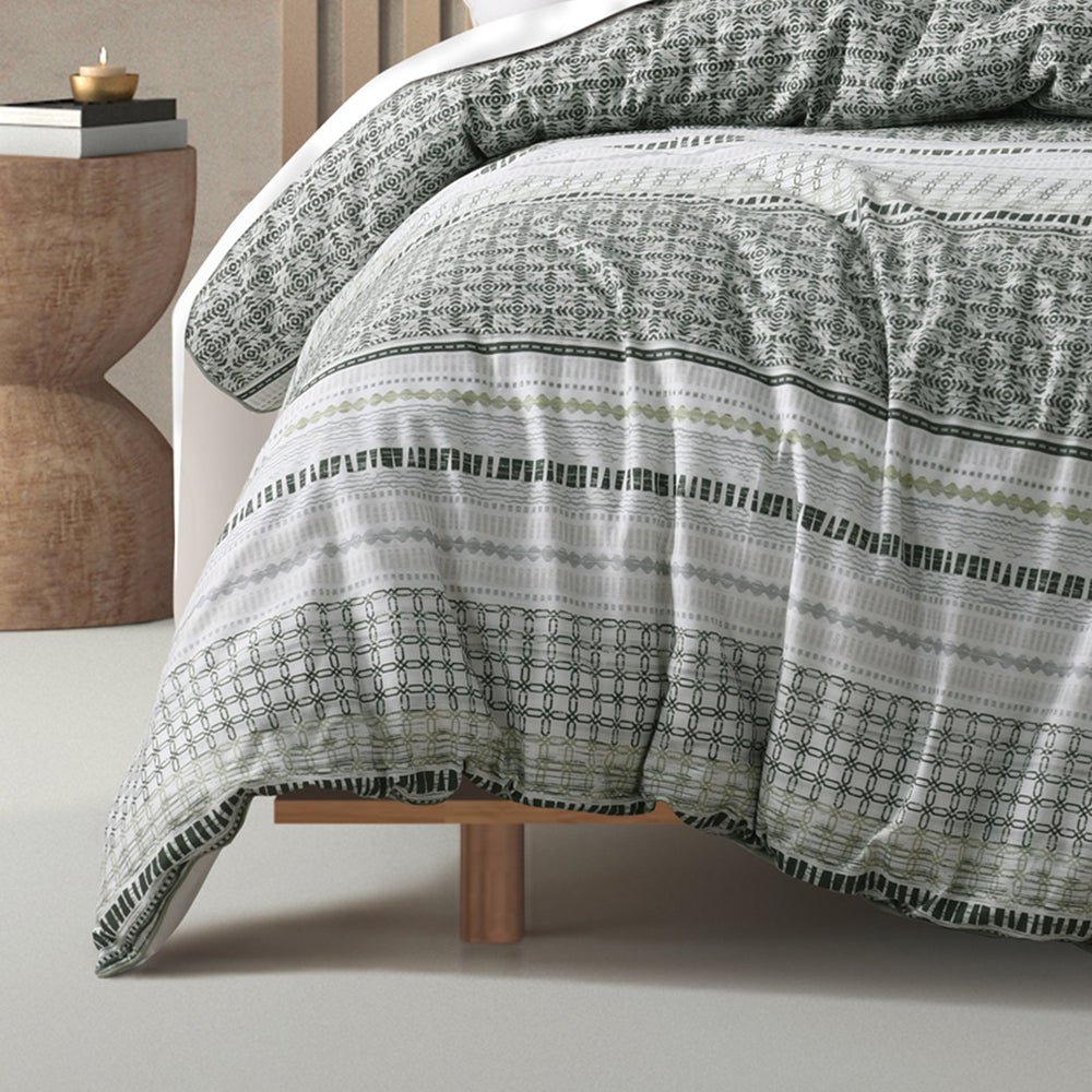 Drake Green Quilt Cover Set | Queen Bed