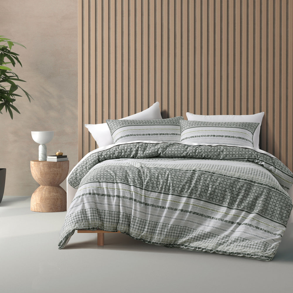 Drake Green Quilt Cover Set | Queen Bed