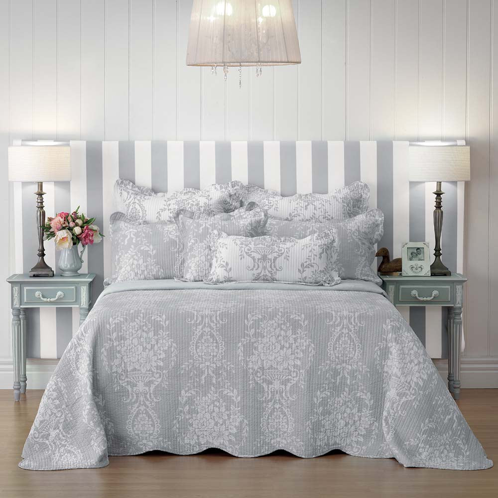 Florence Grey Bedspread Set | Queen Bed