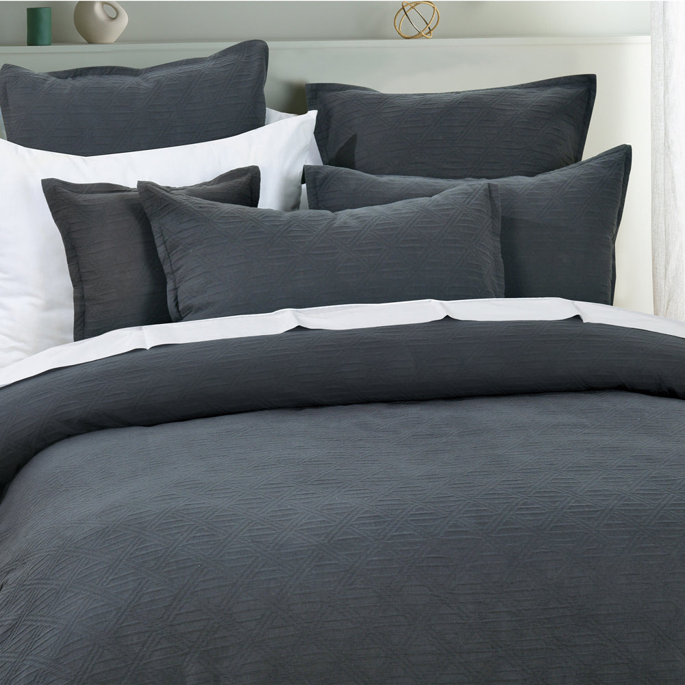 Bianca Hallston Charcoal Quilt Cover Set Closeup | My Linen