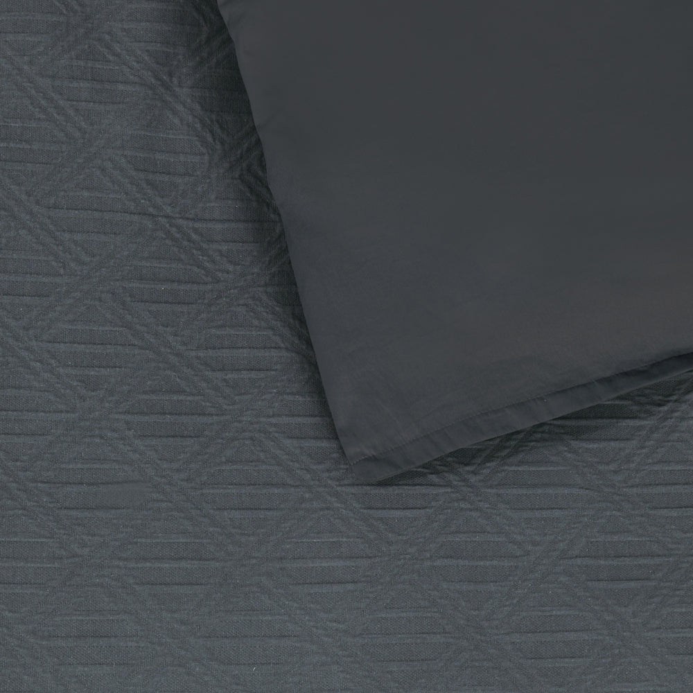Bianca Hallston Charcoal Quilt Cover Set Reverse | My Linen