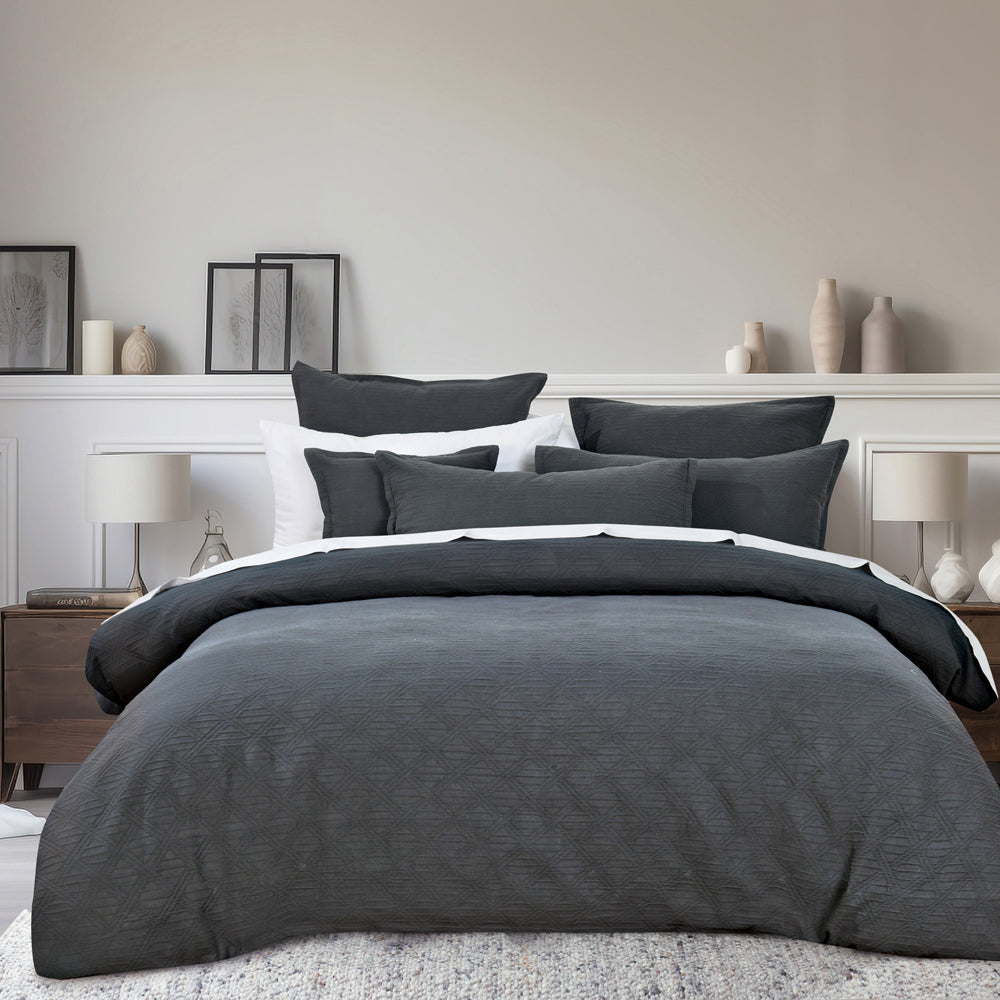 Bianca Hallston Charcoal Quilt Cover Set | My Linen