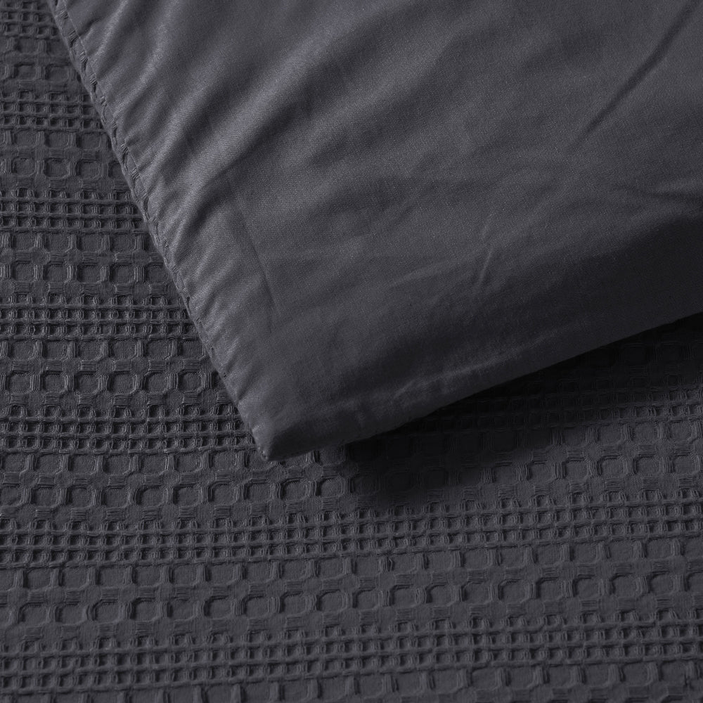 Bianca Kahlani Charcoal Quilt Cover Set Reverse | My Linen