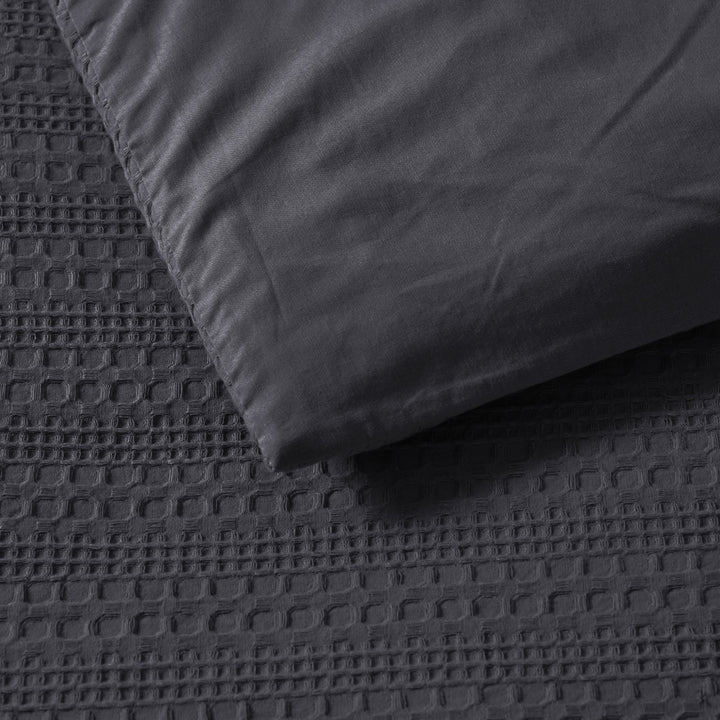 Bianca Kahlani Charcoal Quilt Cover Set Reverse | My Linen