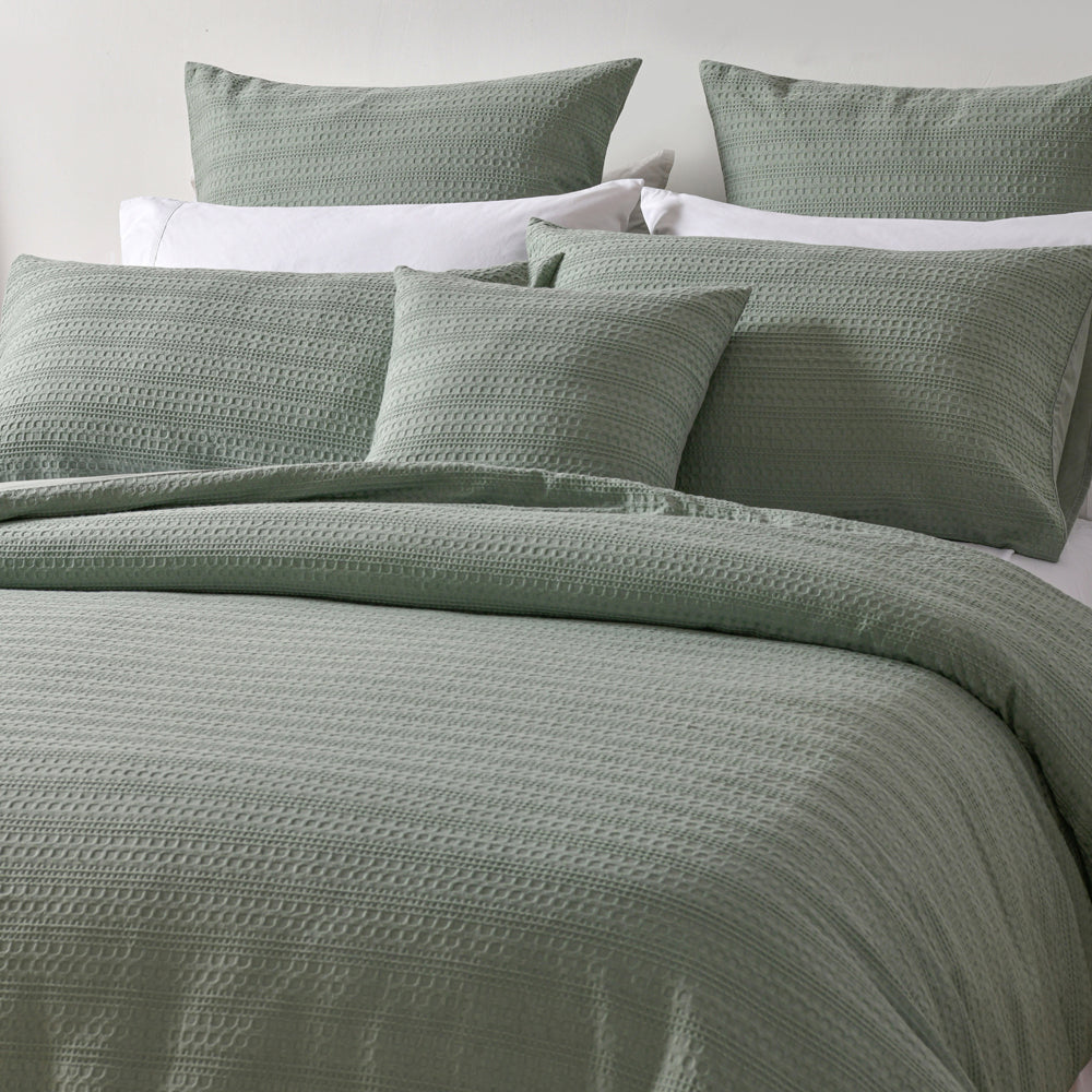 Bianca Kahlani Sage Quilt Cover Set Closeup | My Linen