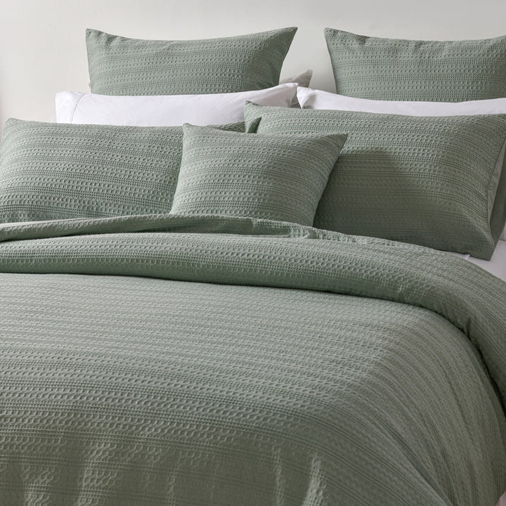 Bianca Kahlani Sage Quilt Cover Set Closeup | My Linen