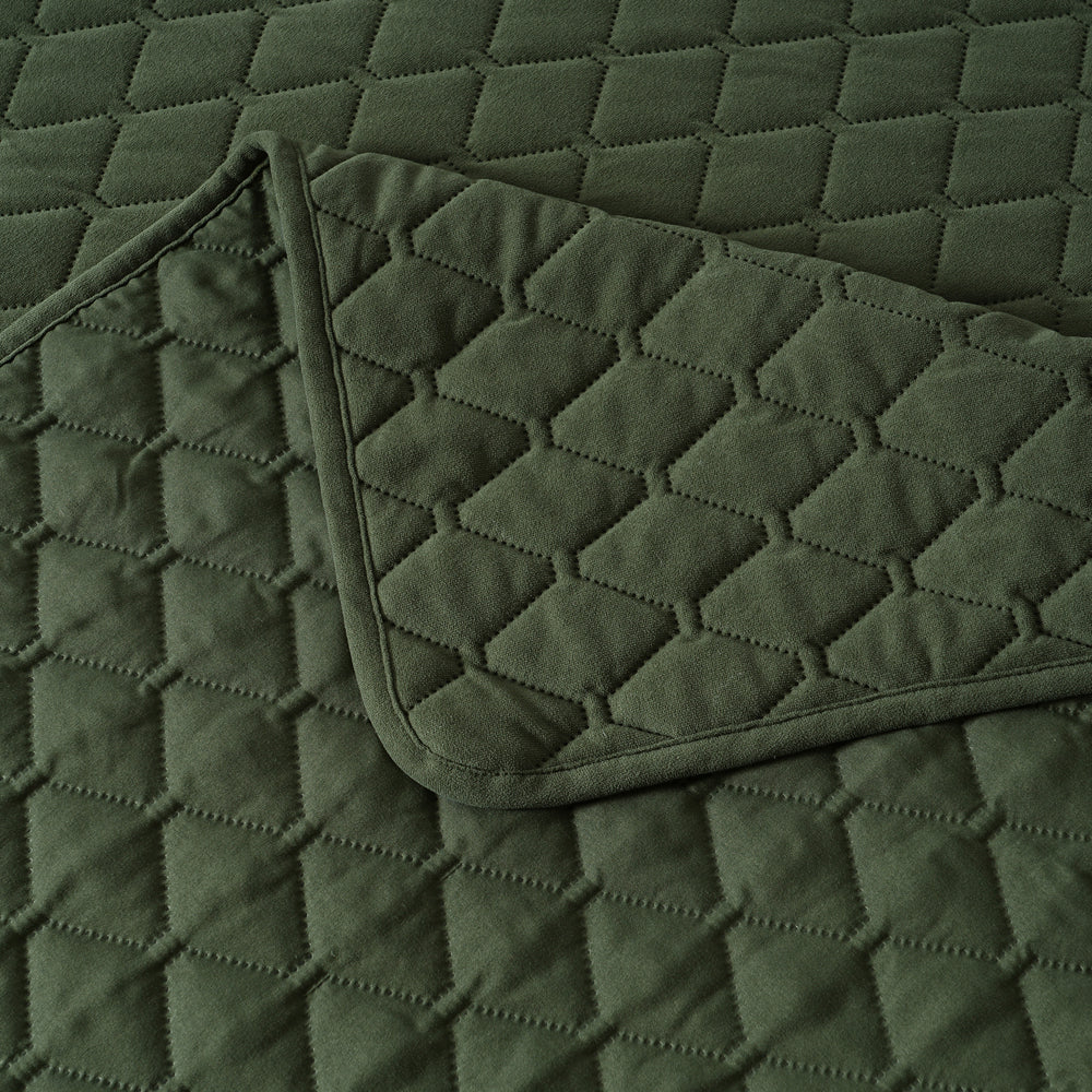 Lester Olive Coverlet Set | Queen / King Bed