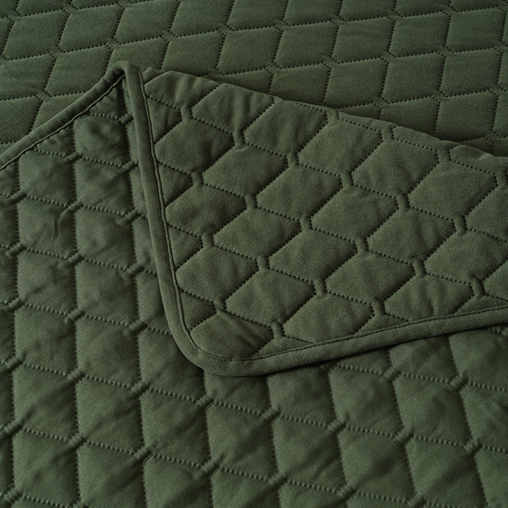 Lester Olive Coverlet Set | Queen / King Bed