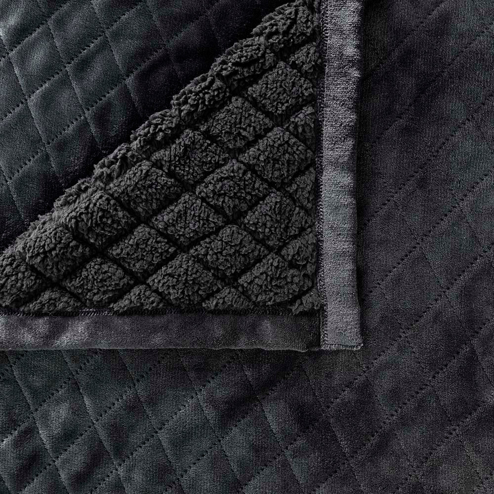 Mansfield Sherpa Velvet Blanket Charcoal | Single / Double Bed