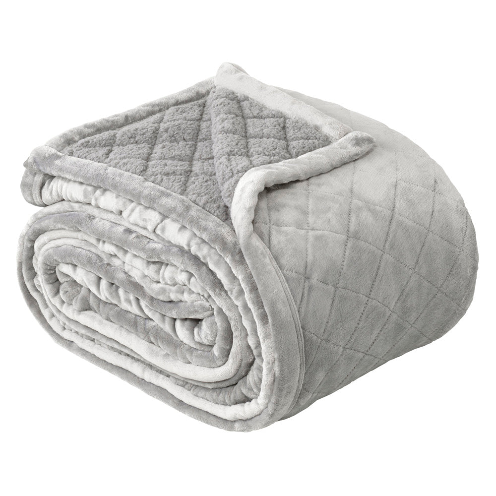 Mansfield Sherpa Velvet Blanket Aluminium | Queen / King Bed