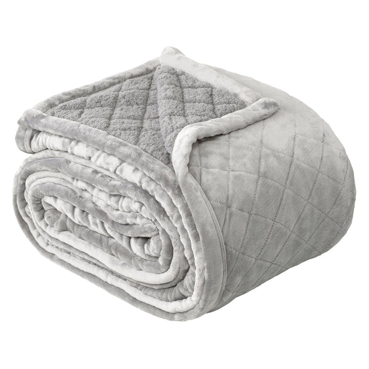 Mansfield Sherpa Velvet Blanket Aluminium | Queen / King Bed