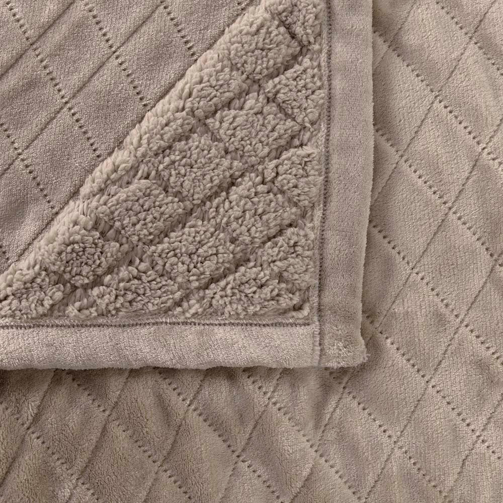 Mansfield Sherpa Velvet Blanket Silver | Single / Double Bed
