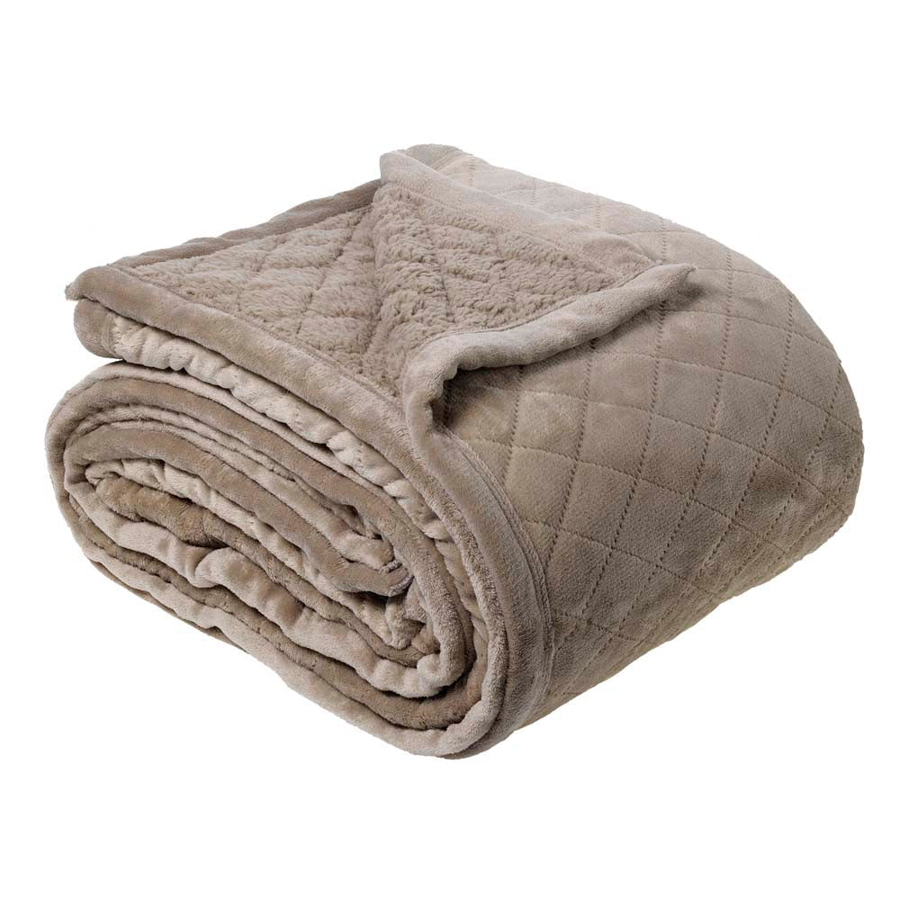 Mansfield Sherpa Velvet Blanket Silver | Single / Double Bed