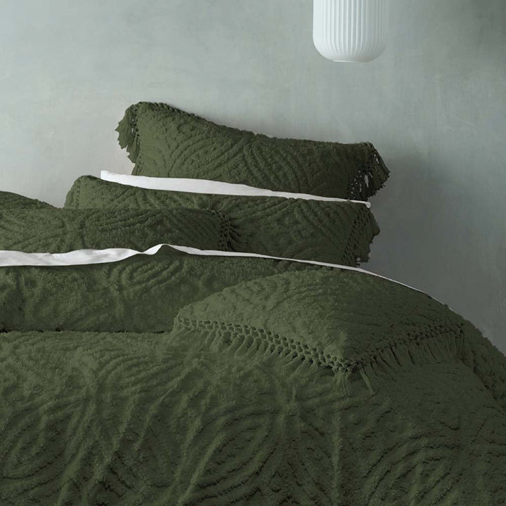 Savannah Olive Quilt Cover Set | Queen Bed
