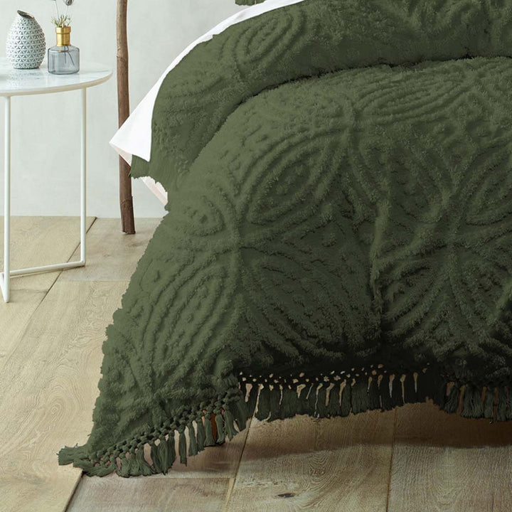 Savannah Olive Quilt Cover Set | Queen Bed