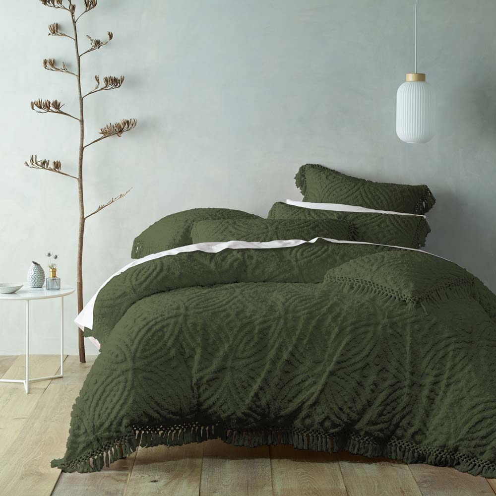 Savannah Olive Quilt Cover Set | Queen Bed