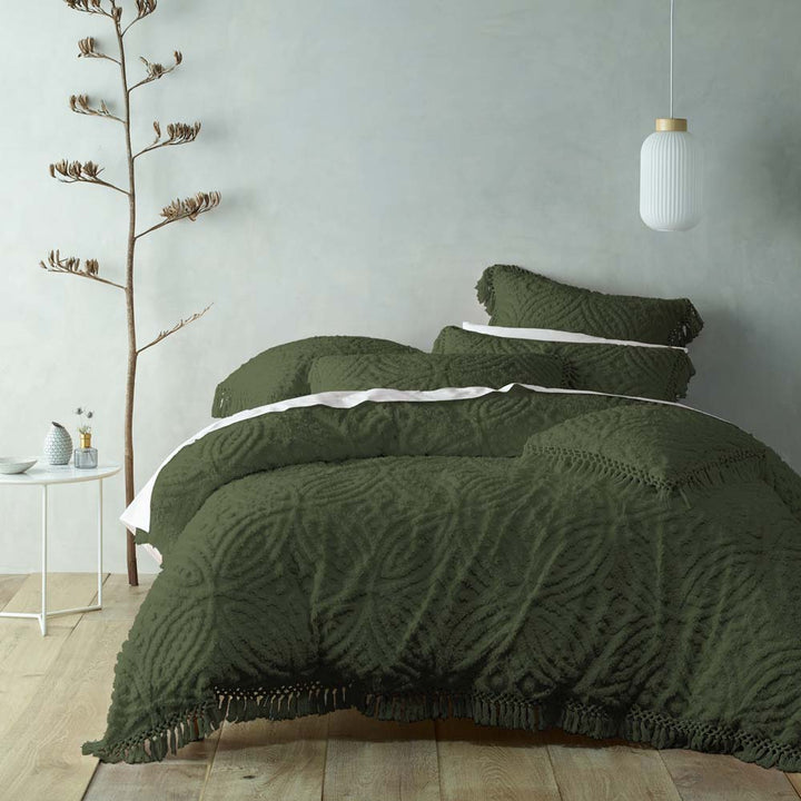 Savannah Olive Quilt Cover Set | Queen Bed