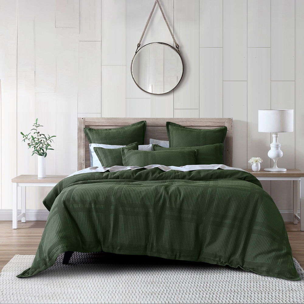 Sussex Forest Green Quilt Cover Set | Queen Bed