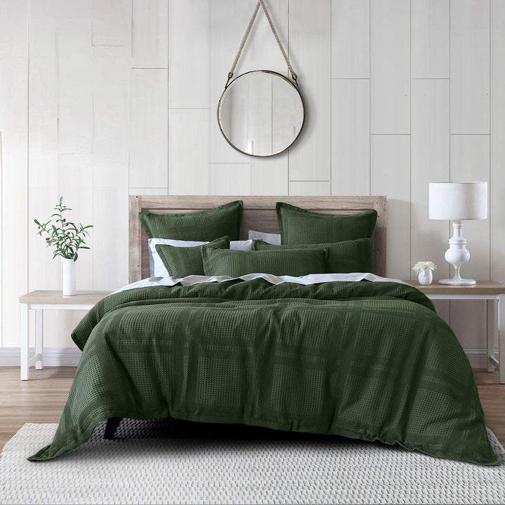 Sussex Forest Green Quilt Cover Set | Queen Bed