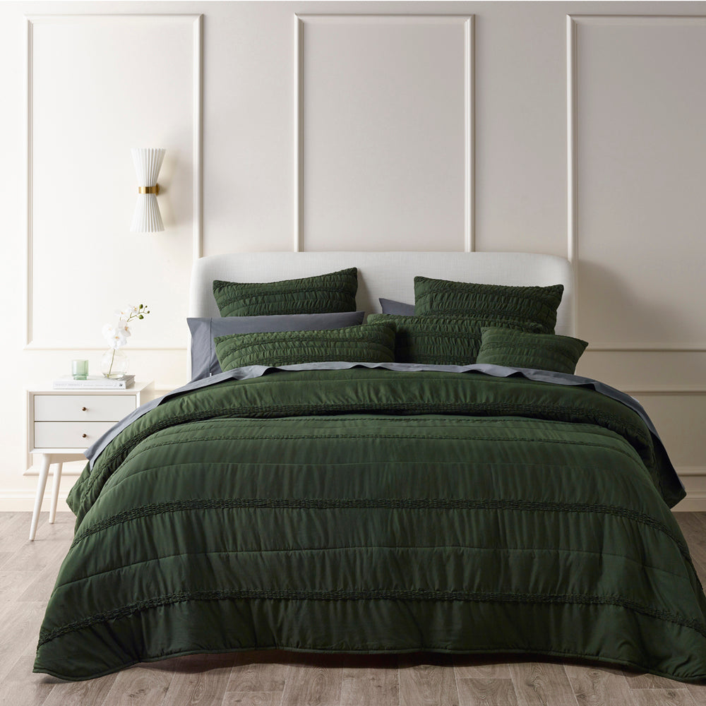 Vienna Green Bedspread Set | King Single Bed