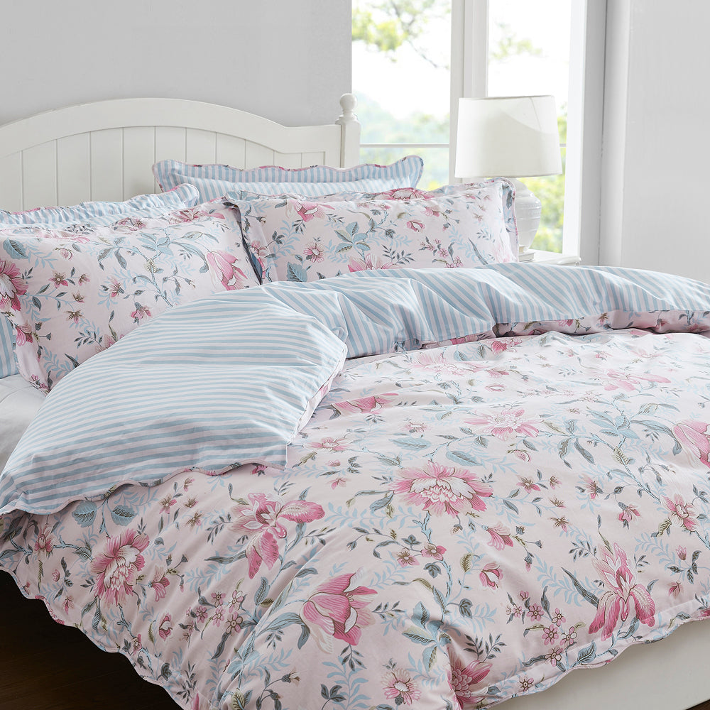 Editas Garden Blush Pink Quilt Cover Set | Queen Bed