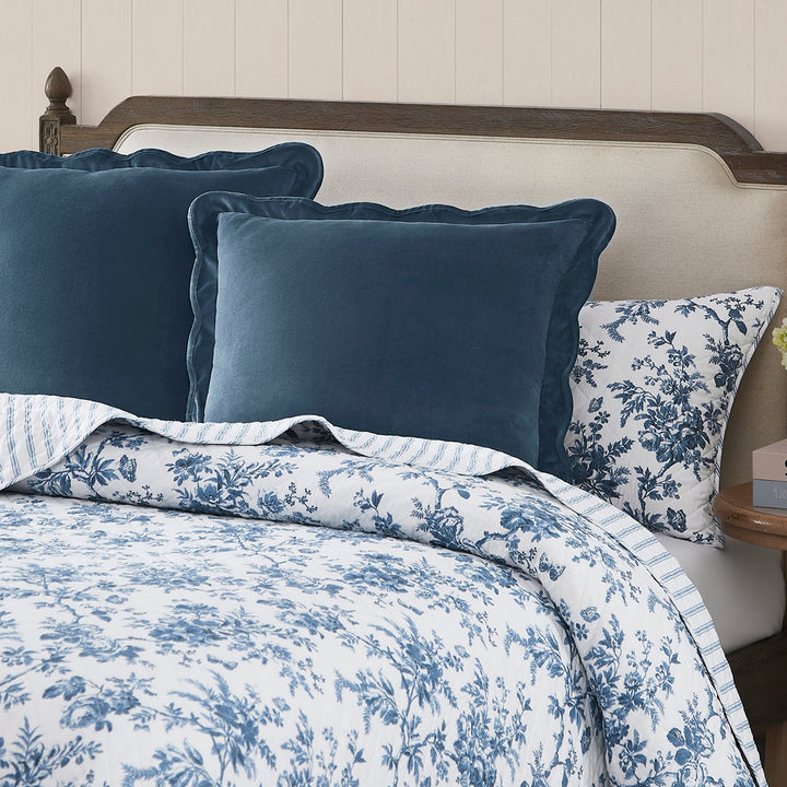 Laura Ashley Walled Garden Midnight Coverlet Set Closeup | My Linen
