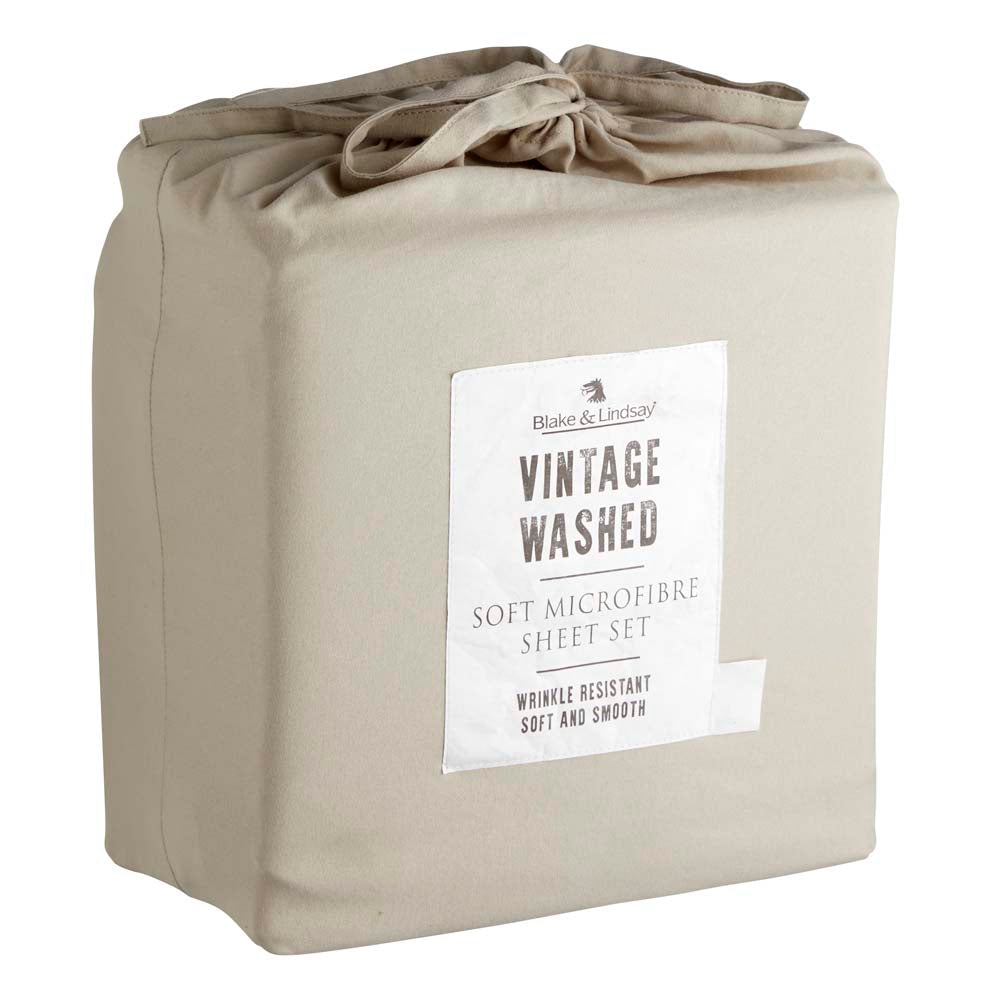 Vintage Washed Microfibre Sheet Set Linen | Single Bed