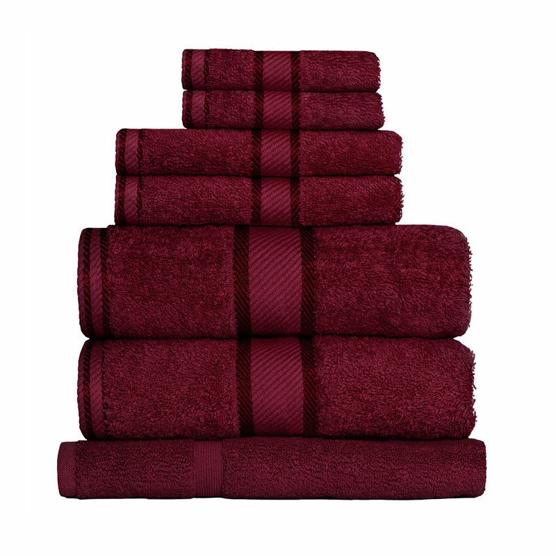 Kingtex 100% Combed Cotton 7pc Bath Sheet Set Burgundy | My Linen