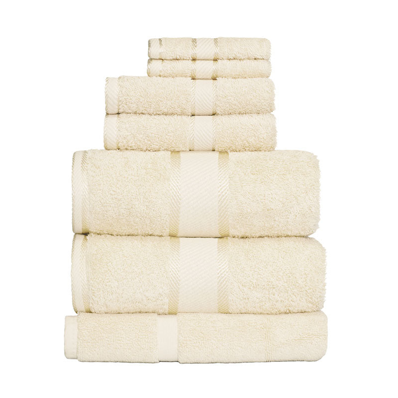 Kingtex 100% Combed Cotton 7pc Bath Sheet Set Cream | My Linen