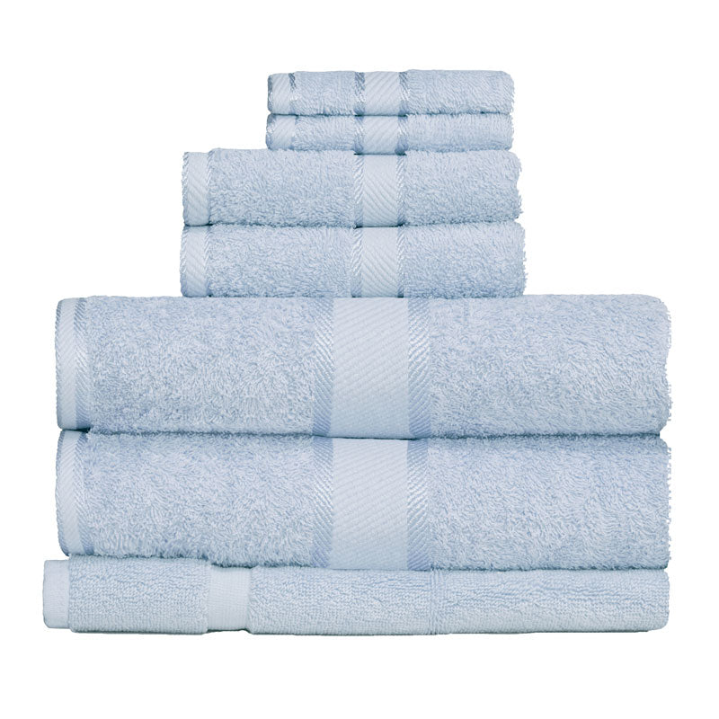 Kingtex 100% Combed Cotton 7pc Bath Towel Set Baby Blue | My Linen