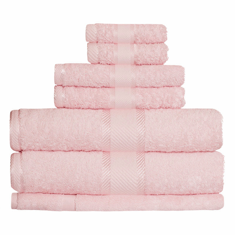 Kingtex 100% Combed Cotton 7pc Bath Towel Set Baby Pink | My Linen