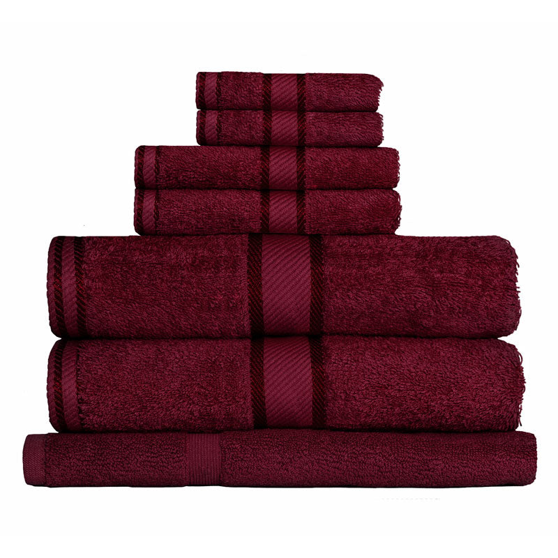 Kingtex 100% Combed Cotton 7pc Bath Towel Set Burgundy | My Linen