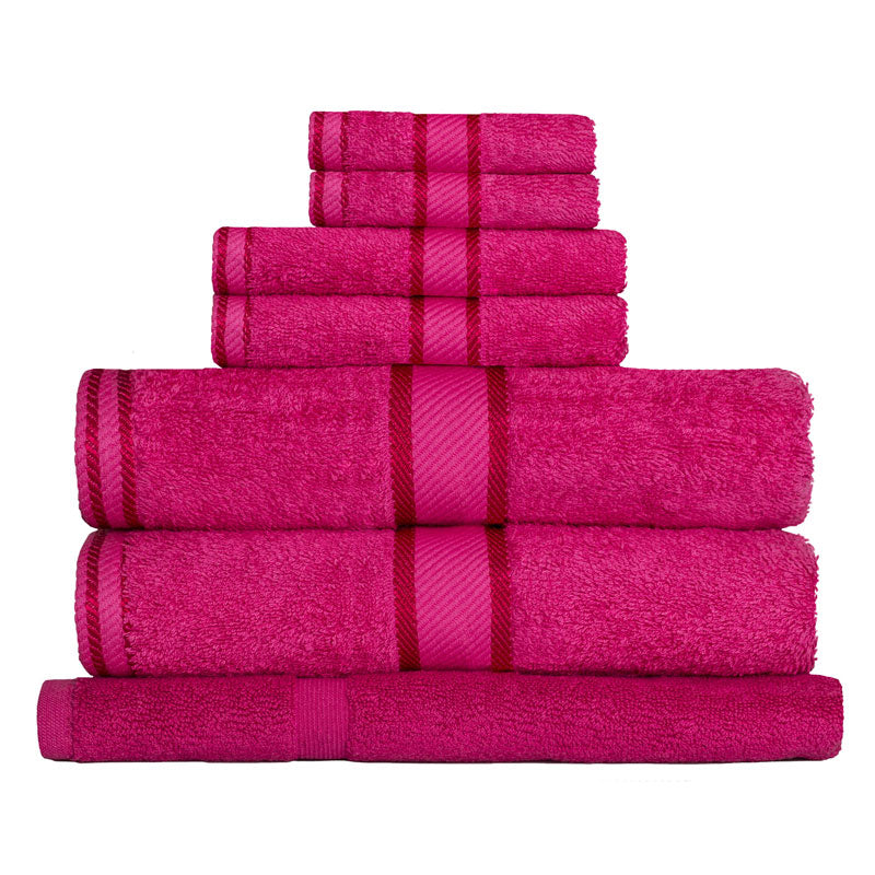 Kingtex 100% Combed Cotton 7pc Bath Towel Set Fuchsia | My Linen