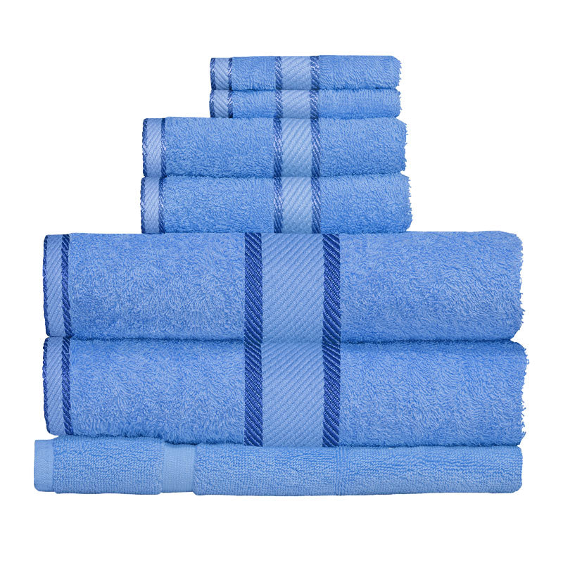 Kingtex 100% Combed Cotton 7pc Bath Towel Set Mid Blue | My Linen