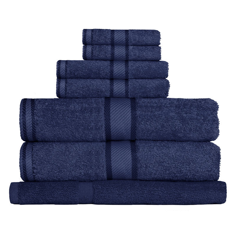 Kingtex 100% Combed Cotton 7pc Bath Towel Set Navy | My Linen